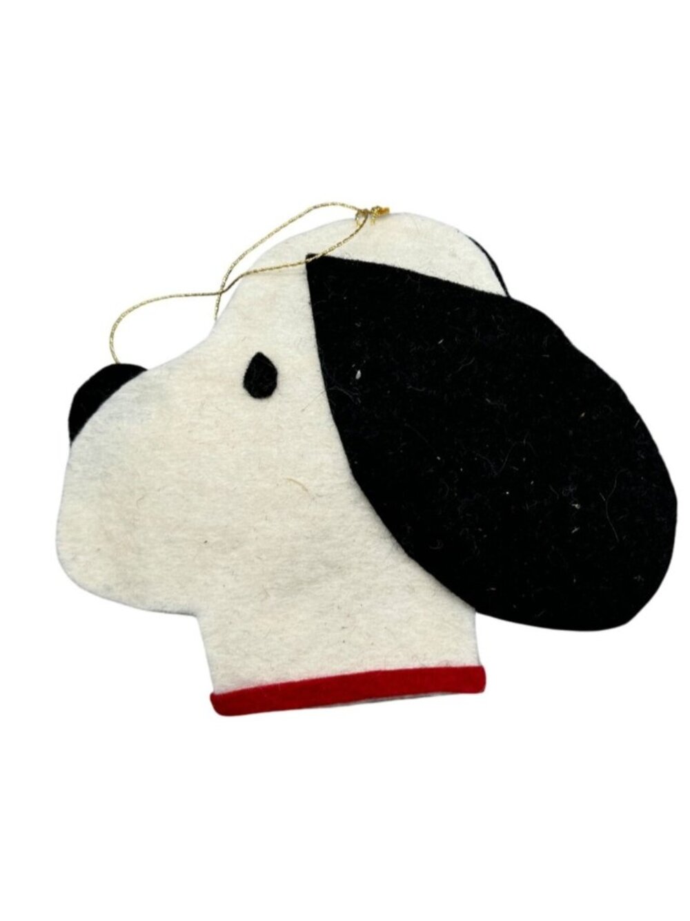 Christmas dog tree felt ornament black white handmade 4.75" READ